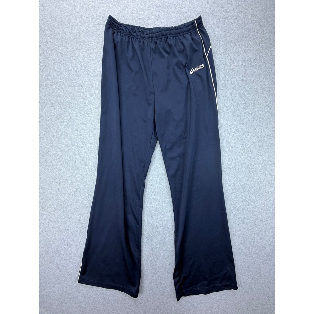 Asics Mens Navy Blue Track Pants White‎ Piping Activewear Size Medium RN Y2k VTG